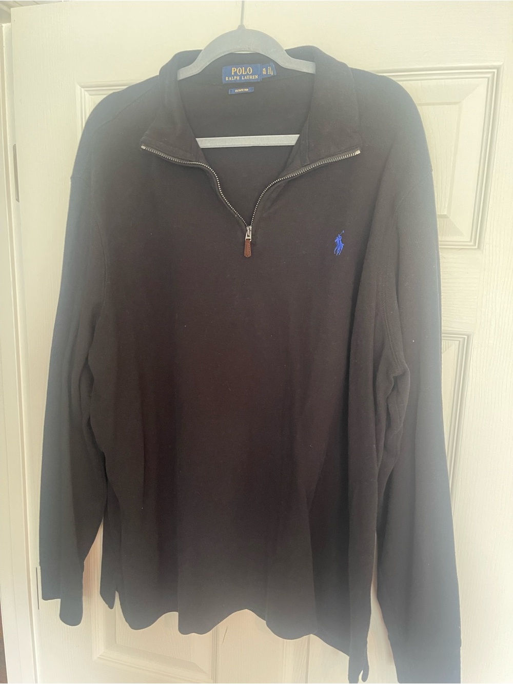 Polo by Ralph Lauren Black Quarter-Zip Sweater with Blue Pony